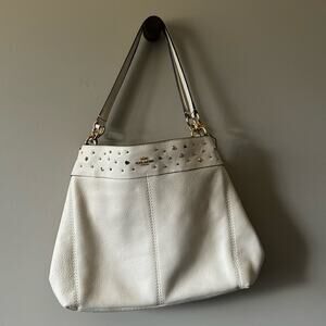 COACH LEXY SHOULDER BAG WITH STARDUST STUDS LIGHT GOLD CHALK